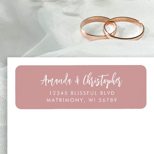 Moderne Script Dusty Rose Wedding Rücksendeadresse