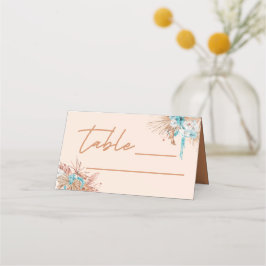 Moderne Script Earthy Brown Floral Wedding Platzkarte