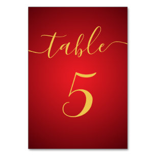 Moderne Script Elegant Red Theme Wedding Tischnummer