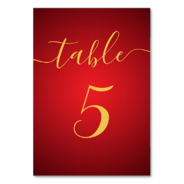 Moderne Script Elegant Red Theme Wedding Tischnummer