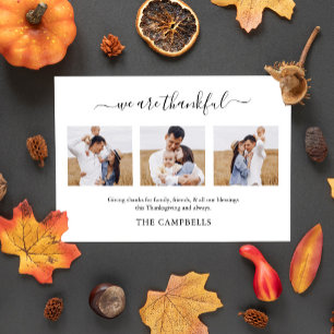 Moderne Script Erntedank Foto Holiday Card Feiertagskarte