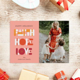Moderne Script Faith Holiday Foto Card Feiertagskarte