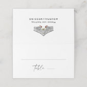 Moderne Script Fall Barn Hashtag Hochzeit Platzkarte (Außenseite Aufgefaltet)