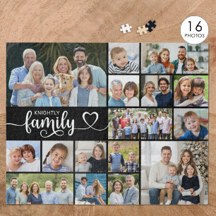 Moderne Script FAMILY 16 Foto Collage Your Color Puzzle