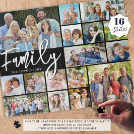 Moderne Script FAMILY 16 Foto Collage Your Color Puzzle