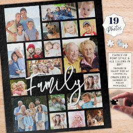Moderne Script FAMILY 19 FotoCollage Custom Color Puzzle