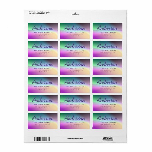 Moderne Script farbenfrohe Ombré-Rücksendeadresse Adressaufkleber (Vorne)