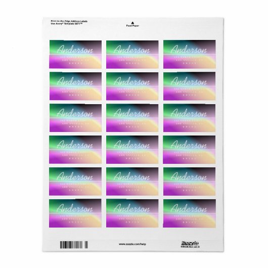 Moderne Script farbenfrohe Ombre-Rücksendeadresse Adressaufkleber (Vorne)