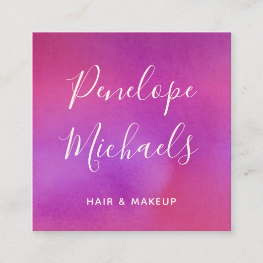 Moderne Script farbig Wasserfarbe Quadratische Visitenkarte (Vorderseite)