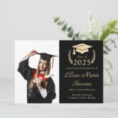 Moderne Script Foto Abschluss Announccard Ankündigung (Stehend Vorderseite)