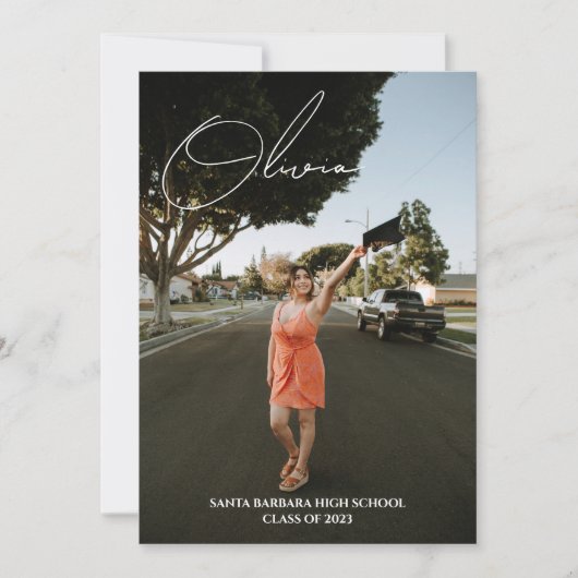 Moderne Script Foto Collage Graduation Party Einladung (Vorderseite)