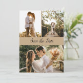 Moderne Script Foto Collage Save the Date Karte (Stehend Vorderseite)
