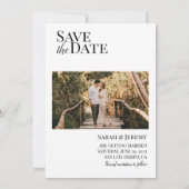 Moderne Script Foto Collage Save the Date Karte (Rückseite)