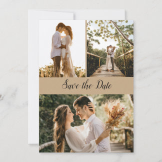 Moderne Script Foto Collage Save the Date Karte