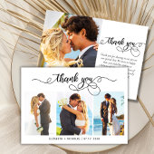 Moderne Script Foto Collage Wedding Danke Karte