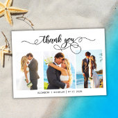 Moderne Script Foto Collage Wedding Danke Karte