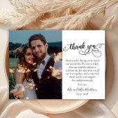Moderne Script Foto Collage Wedding Danke Karte