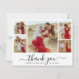 Moderne Script Foto Collage Wedding Vielen Dank Dankeskarte