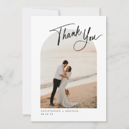 Moderne Script Foto Flat Wedding Dankeschön Card Dankeskarte