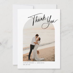 Moderne Script Foto Flat Wedding Dankeschön Card Dankeskarte