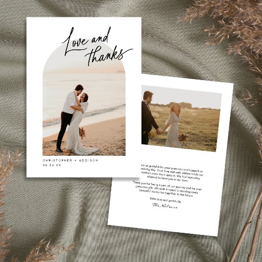 Moderne Script Foto Flat Wedding Dankeschön Card Dankeskarte