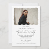 Moderne Script-Foto-Graduierungspartei Einladung (Rückseite)