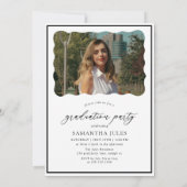 Moderne Script-Foto-Graduierungspartei Einladung (Rückseite)