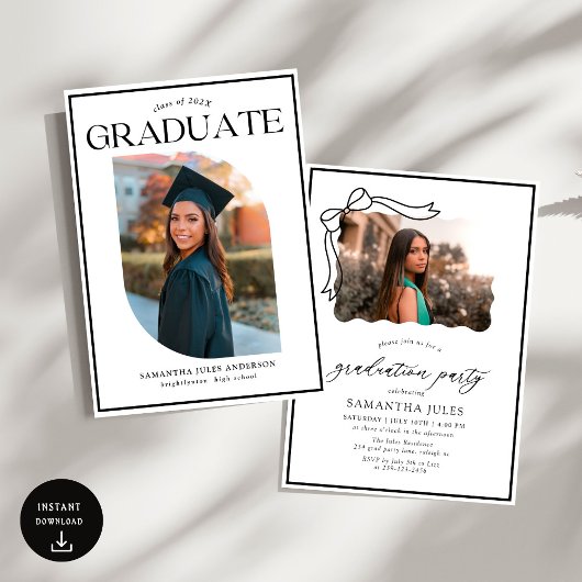 Moderne Script-Foto-Graduierungspartei Einladung