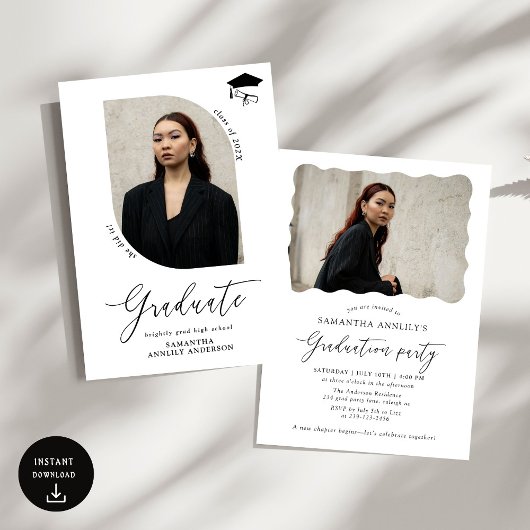 Moderne Script-Foto-Graduierungspartei Einladung