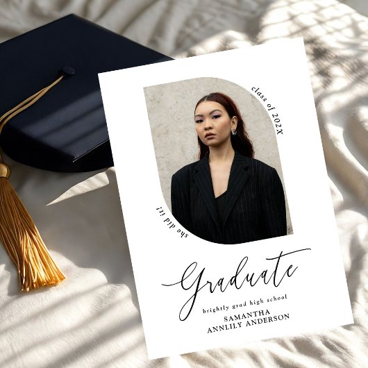 Moderne Script-Foto-Graduierungspartei Einladung