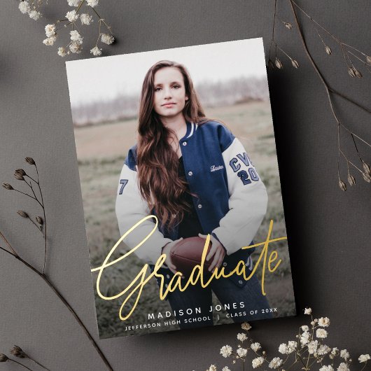 Moderne Script-Foto-Graduierungspartei Folieneinladung