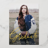 Moderne Script-Foto-Graduierungspartei Folieneinladung (Vorderseite)