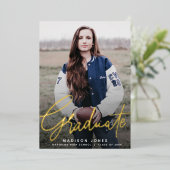 Moderne Script-Foto-Graduierungspartei Folieneinladung (Stehend vorne)