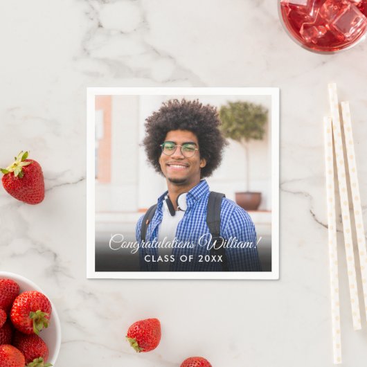 Moderne Script-Foto-Graduierungspartei Serviette (Beispiel)