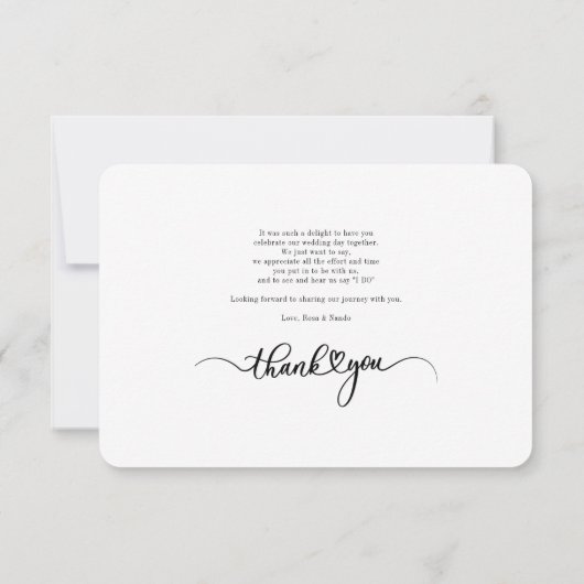 Moderne Script-Foto-Hochzeit Dankeskarte (Rückseite)