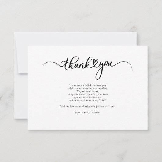 Moderne Script-Foto-Hochzeit Dankeskarte (Rückseite)