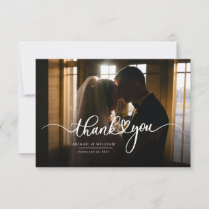 Moderne Script-Foto-Hochzeit Dankeskarte