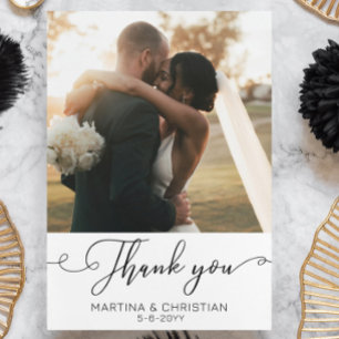Moderne Script-Foto-Hochzeit Dankeskarte