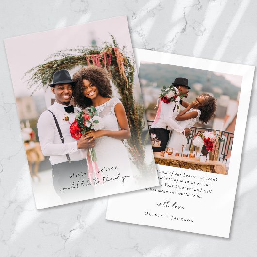 Moderne Script-Foto-Hochzeit Dankeskarte