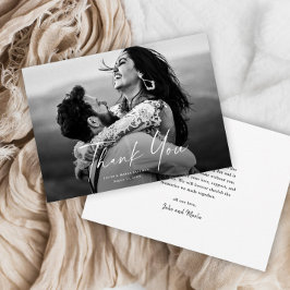 Moderne Script-Foto-Hochzeit Dankeskarte