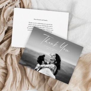 Moderne Script-Foto-Hochzeit Dankeskarte