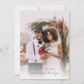 Moderne Script-Foto-Hochzeit Dankeskarte (Vorderseite)