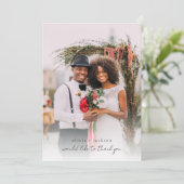 Moderne Script-Foto-Hochzeit Dankeskarte (Stehend Vorderseite)