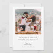 Moderne Script-Foto-Hochzeit Dankeskarte (Rückseite)