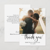 Moderne Script-Foto-Hochzeit Dankeskarte (Vorne/Hinten)