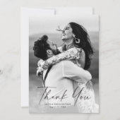 Moderne Script-Foto-Hochzeit Dankeskarte (Vorderseite)