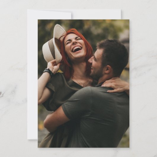 Moderne Script-Foto-Hochzeit Einladung (Rückseite)