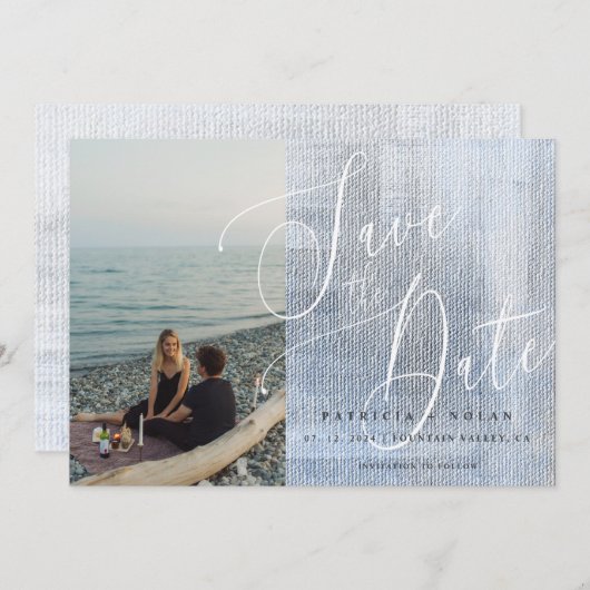 Moderne Script-Foto-Hochzeit Save The Date (Vorne/Hinten)