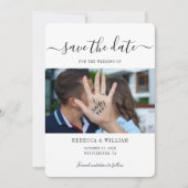 Moderne Script-Foto-Hochzeit Save The Date (Vorderseite)