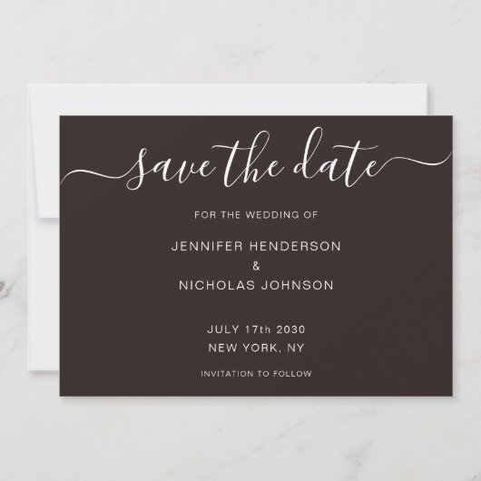 Moderne Script-Foto-Hochzeit Save The Date (Rückseite)